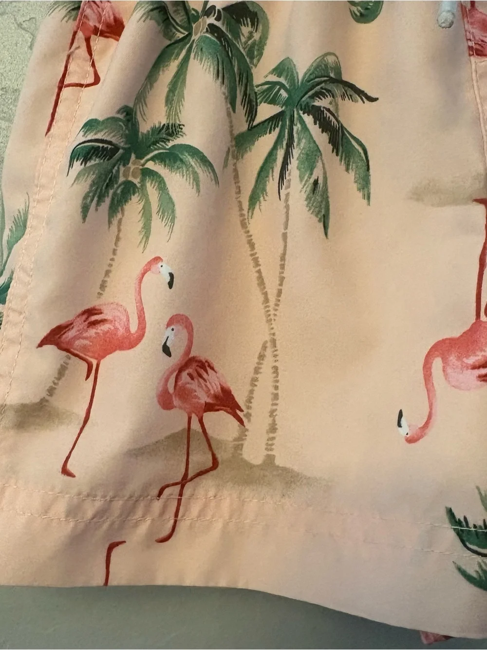 Old Navy pink flamingo and palm tree print boys swim trunks size xs 5